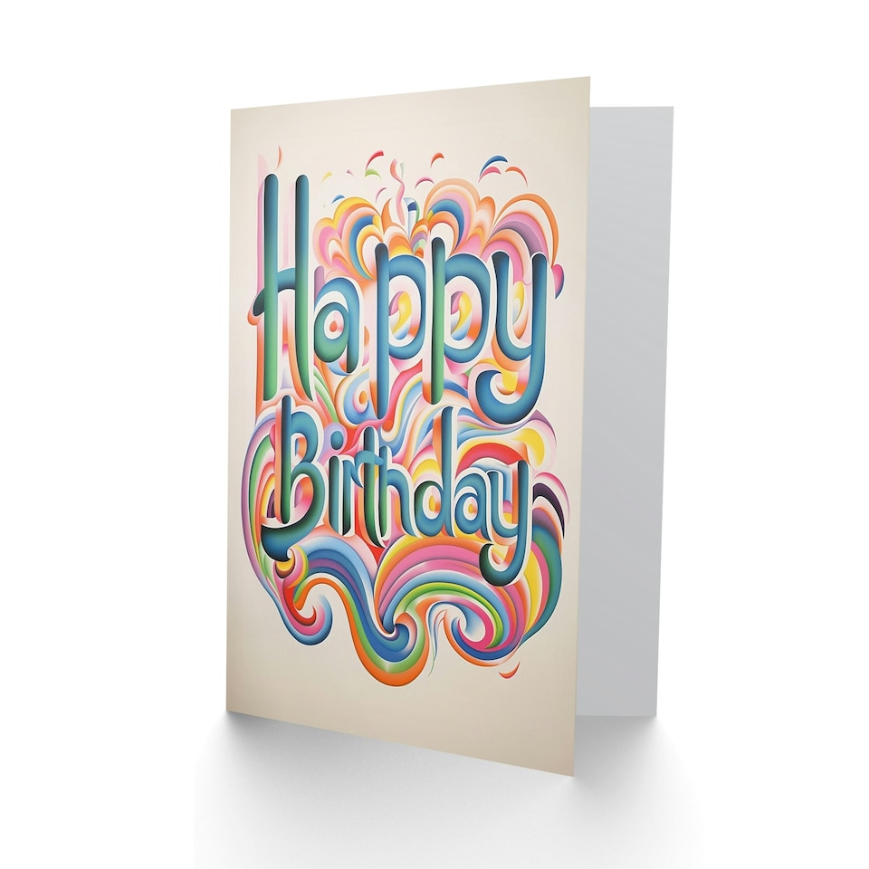 image 1 of Fun Rainbow Retro Swirls Contemporary Man Birthday Card