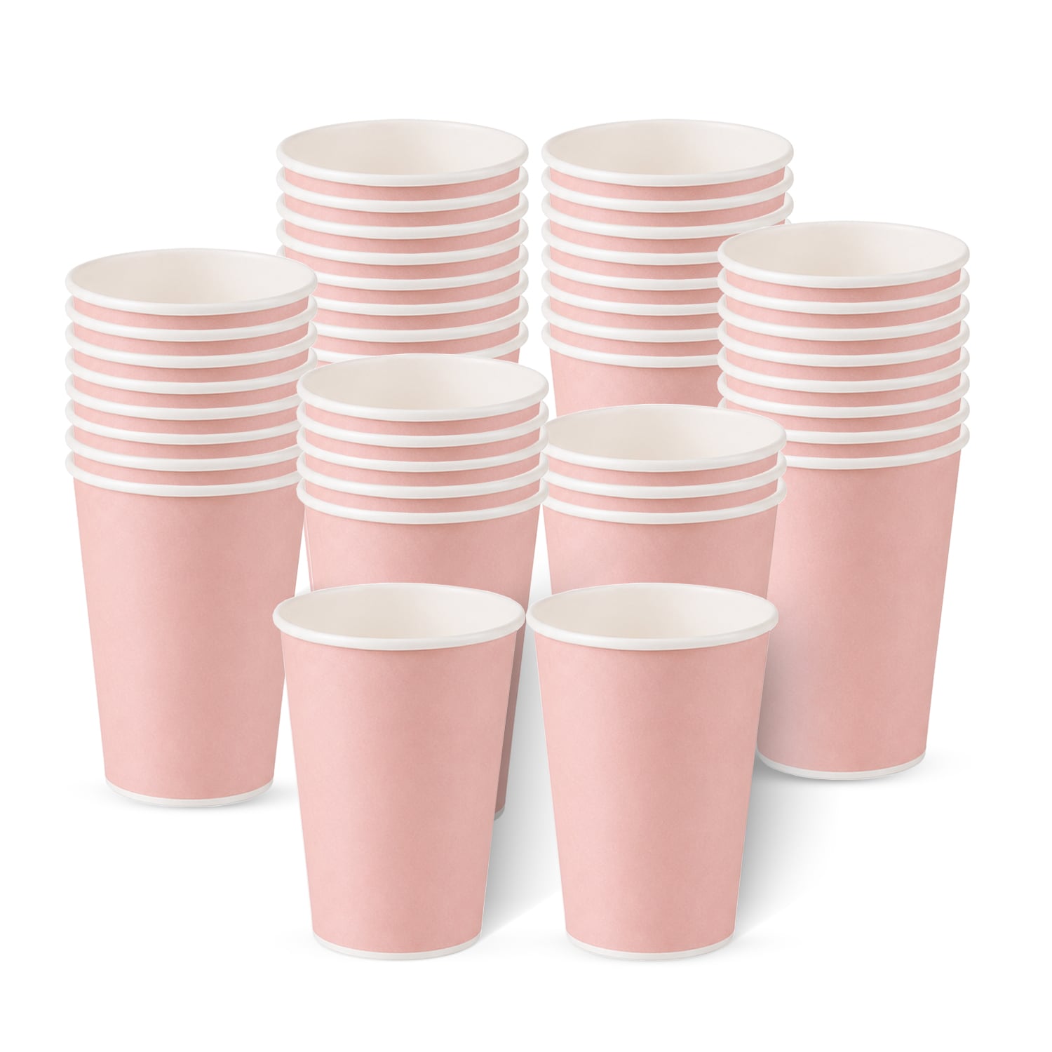 ECONX Rainbow 12oz Disposable Paper Cups for Cold Drinks Perfect for Parties Events Weddings Drinking Cup (Pastel Pink)