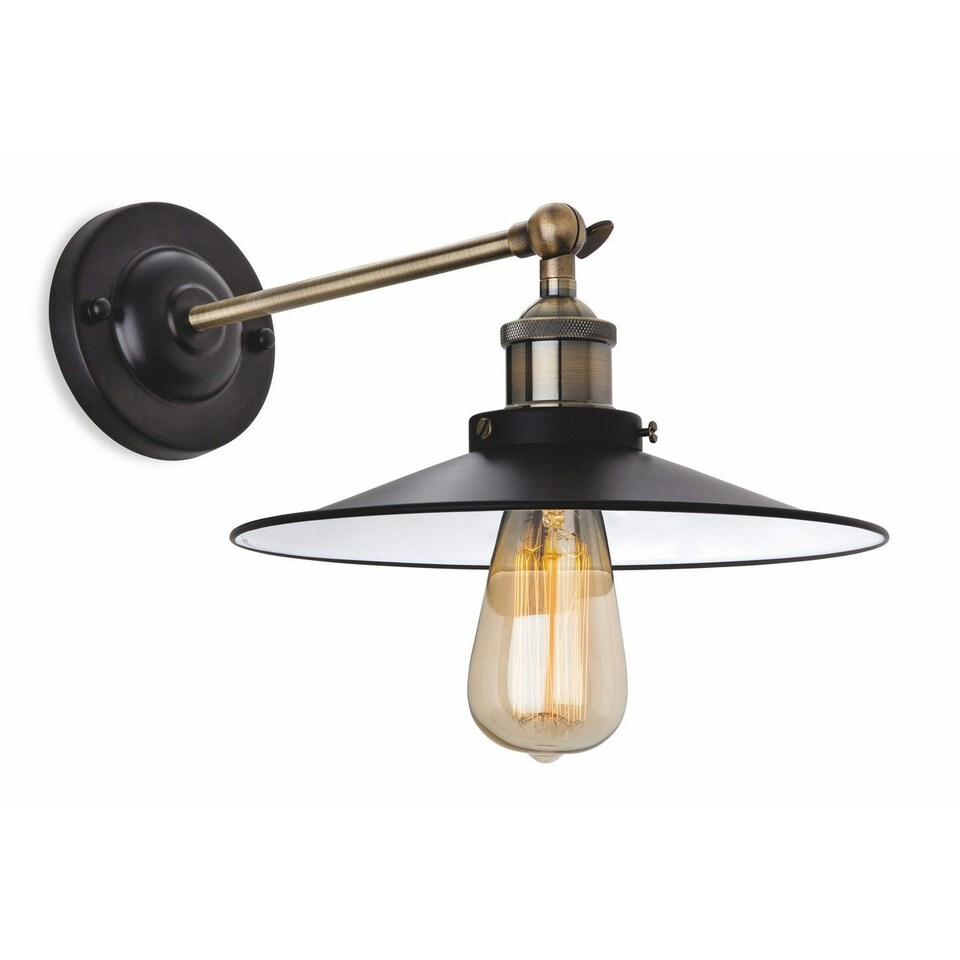 Ashby 1 Light Indoor Dome Wall Light Black, Antique Brass, E27