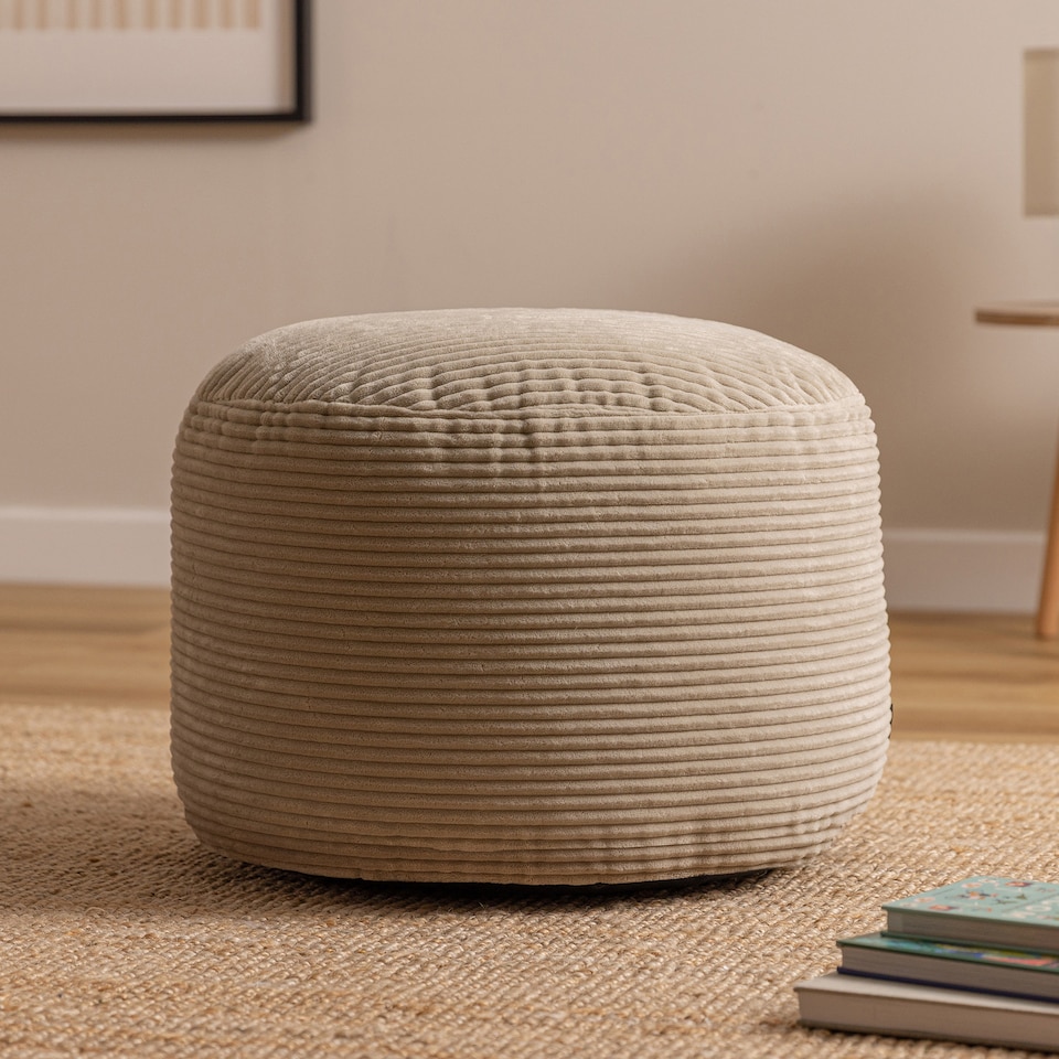 image 1 of Milano Beanbag Footstool Corduroy Natural Beige