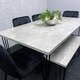 image 1 of Grey Dining Table with Hairpin Legs, Bench & 4 Black Velvet Chairs Set for Kitchen & Dining Room Grey