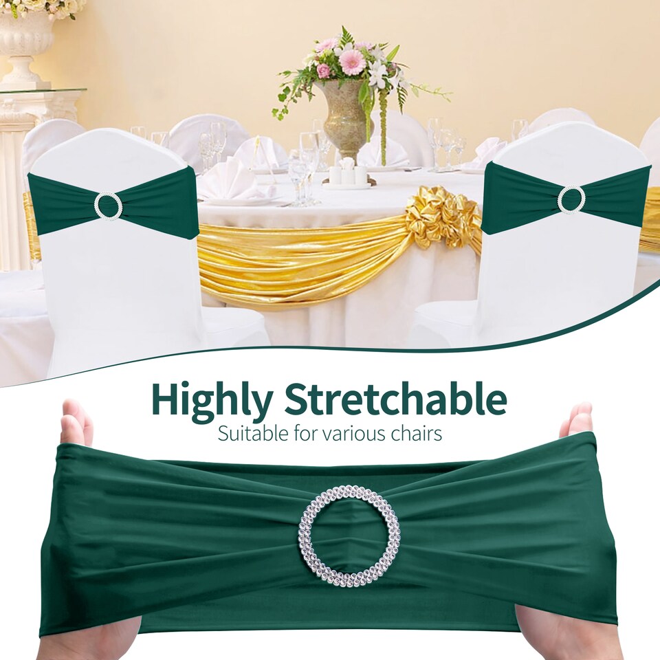 image 1 of 13"x5" Spandex Chair Bands with Slider Buckle, Elastic Chair Sash - 1pc