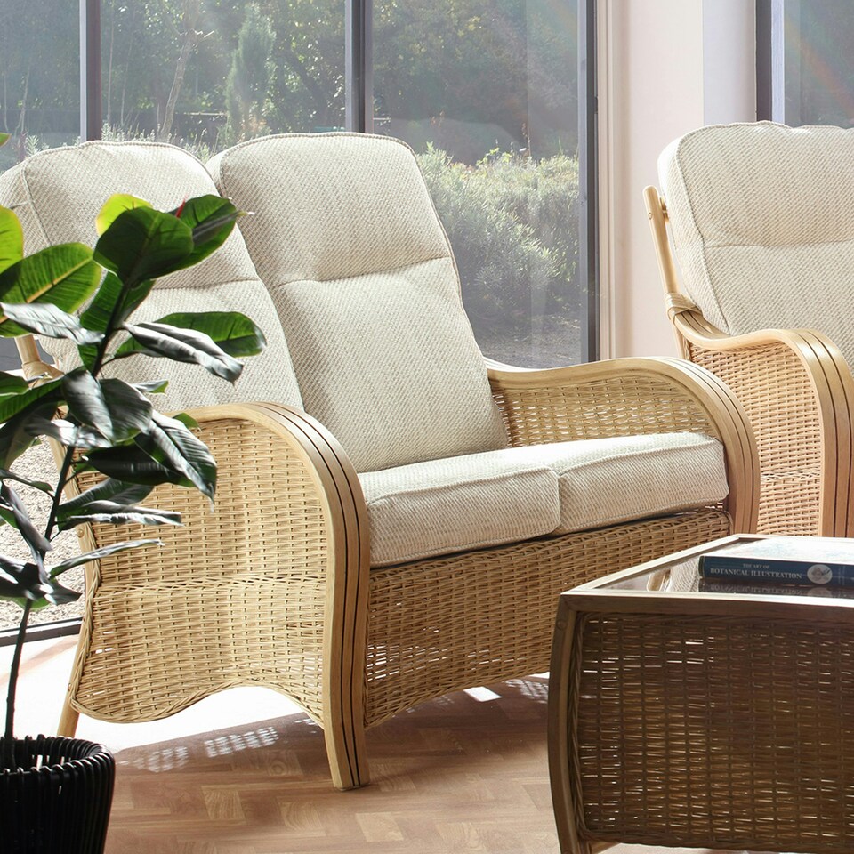image 1 of Desser Turin Light Oak Rattan 2 Seater Sofa Set in Jasper - Conservatory Sofa Suite