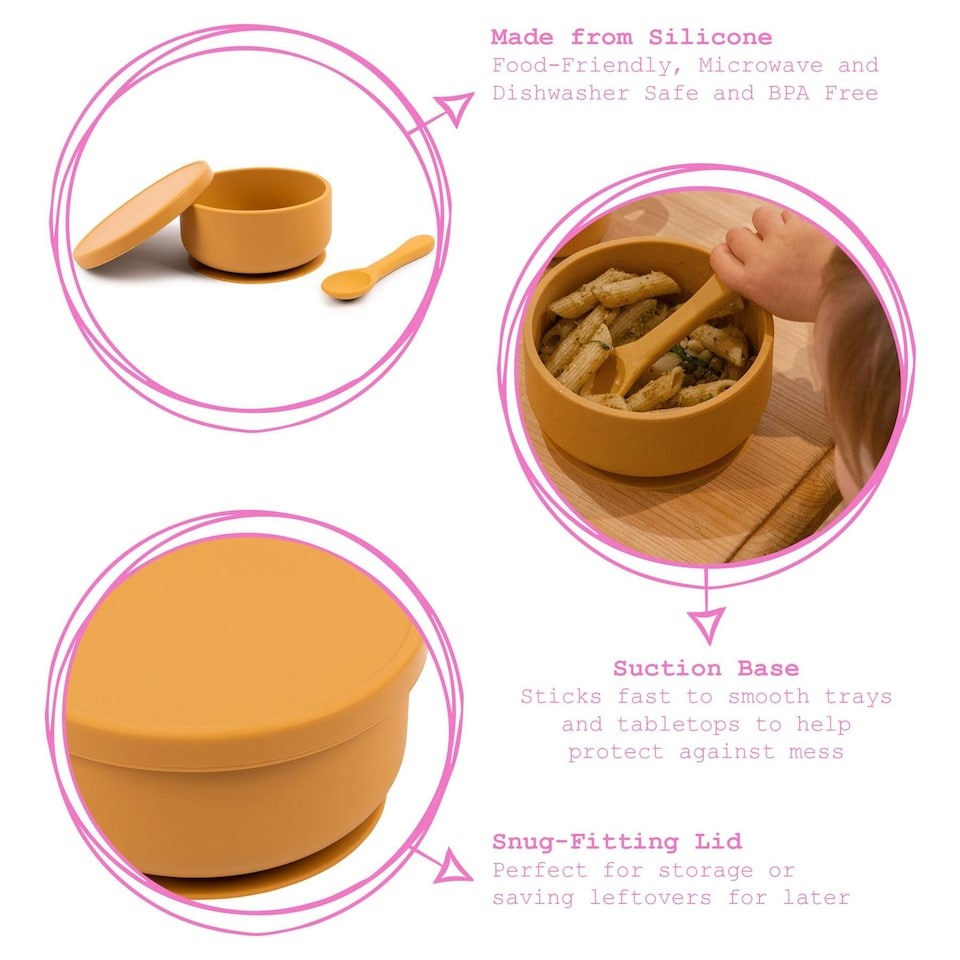image 1 of Tiny Dining Baby Silicone Suction Bowl & Spoon Set - Ochre