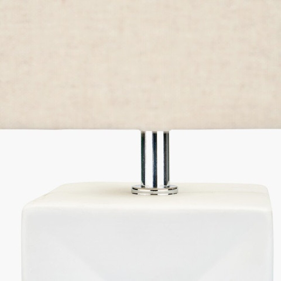 image 1 of Block White Ceramic Tall Table Lamp Cream | White