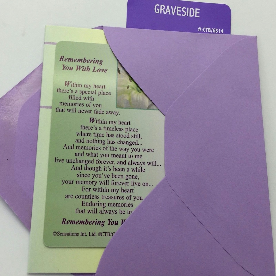 image 1 of Remembering You With Love...Grave Card (Sentimental Keepsake Wallet / Purse Card)