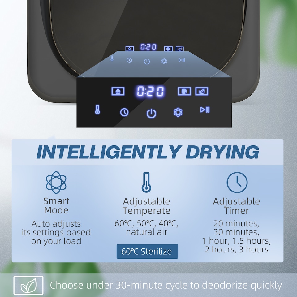 image 1 of HOMCOM 2.5 kg 800W Vented Tumble Dryer with Deodorize, Smart Mode, Grey