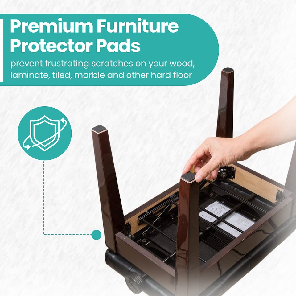 image 1 of 45x45mm Black Square Foam Furniture Pads, Floor Protectors for Chair