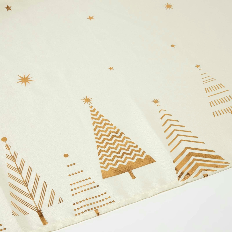 image 1 of Homescapes Gold Tree Christmas Table Cloth - 132 x 178 cm Gold