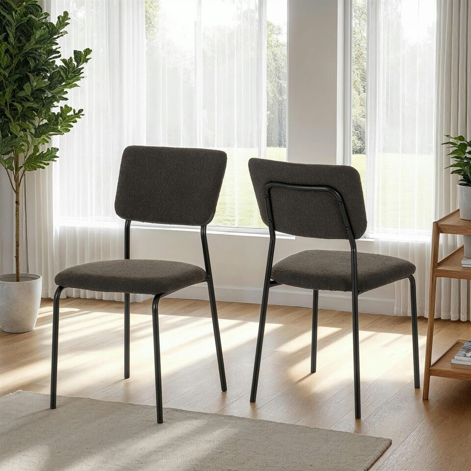 image 1 of Set of 4 Sheldon Velvet Chairs Grey | Grey Boucle