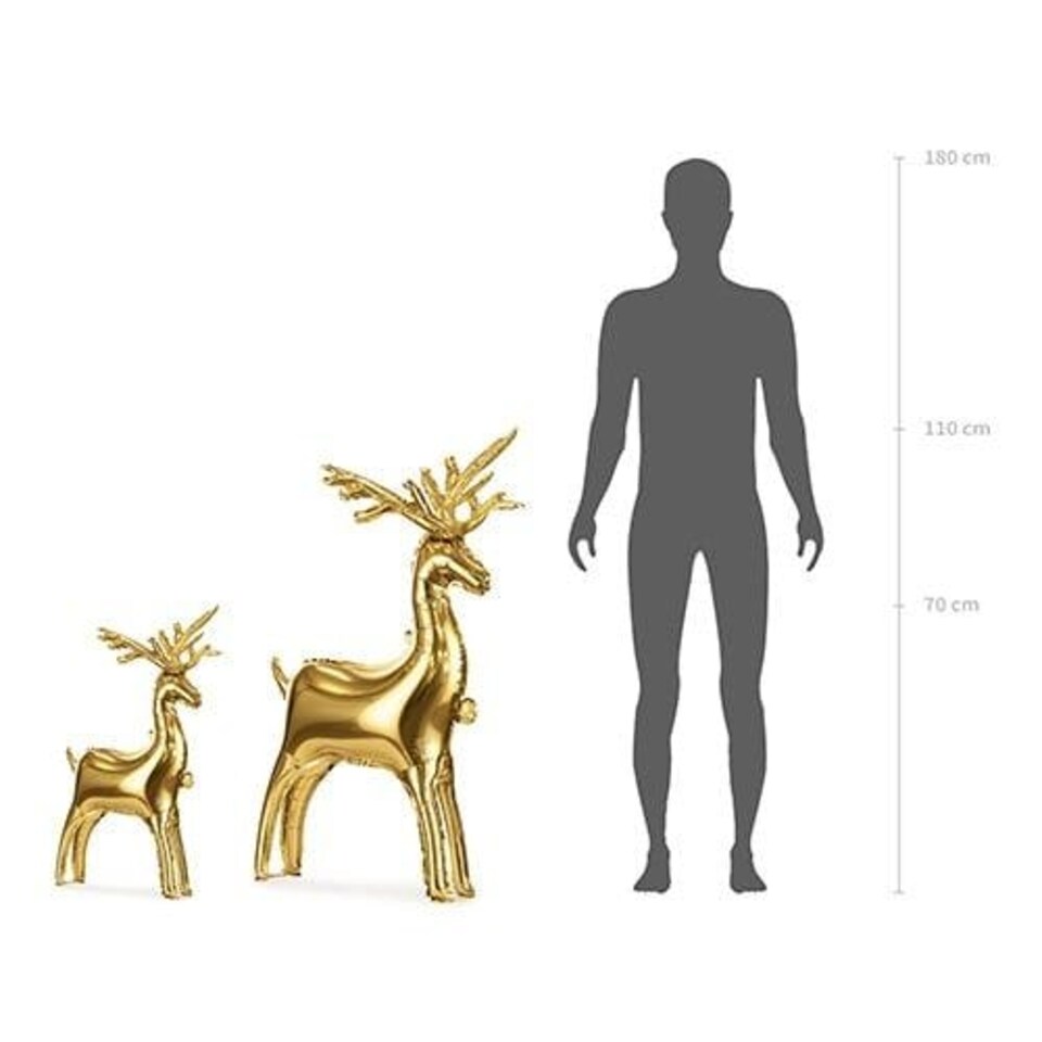 image 1 of Gold Reindeer Christmas Standing Shaped Air Fill Foil Balloon 73cm / 33 in | Gold