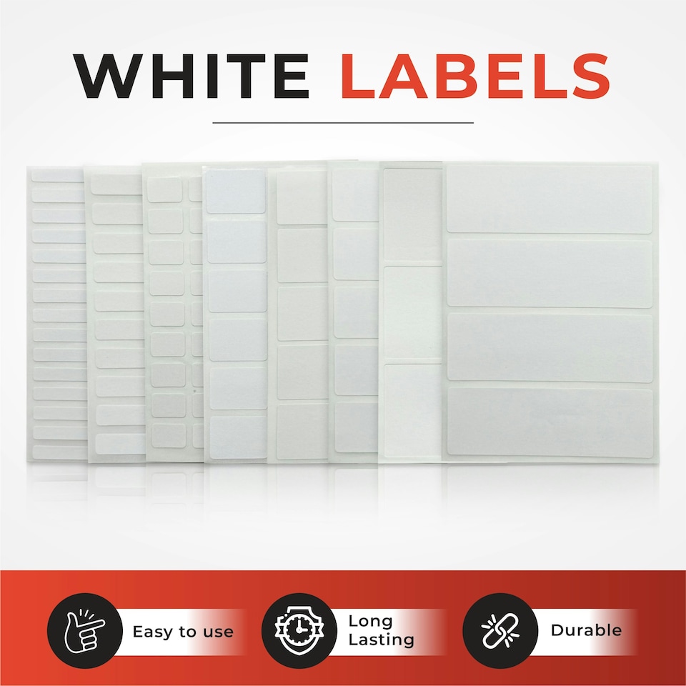 image 1 of Pack of 35 White 19x63mm Rectangular Labels - Adhesive Stickers