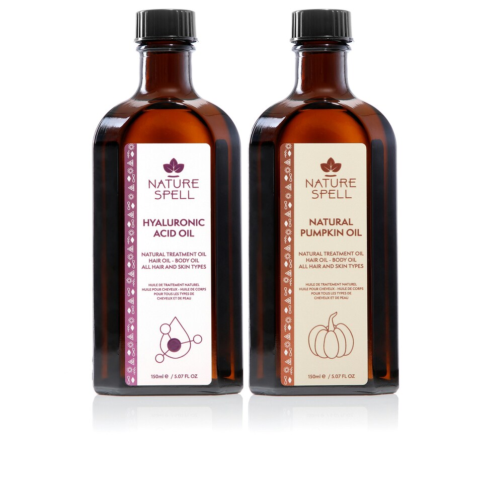 image 1 of Nature Spell Duo Elixir: Hyaluronic Acid & Pumpkin Hair Oils - The Harmony of Hydration and Growth