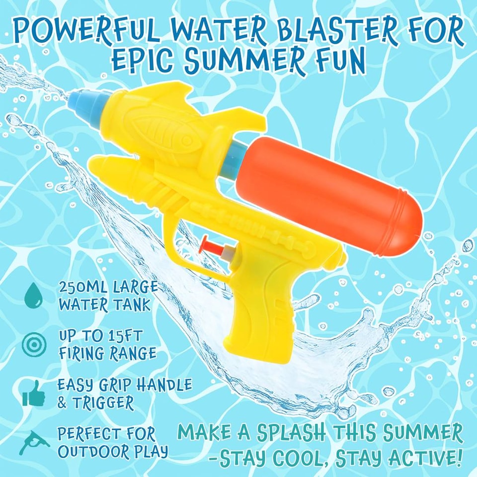 image 1 of Water Shooter for Kids Summer Blaster - Small Water Blaster 7" x 4"/19cm x 11cm - Kids Water Shooter – Swimming Pool & Beach Party Water Blaster for Summer Fun
