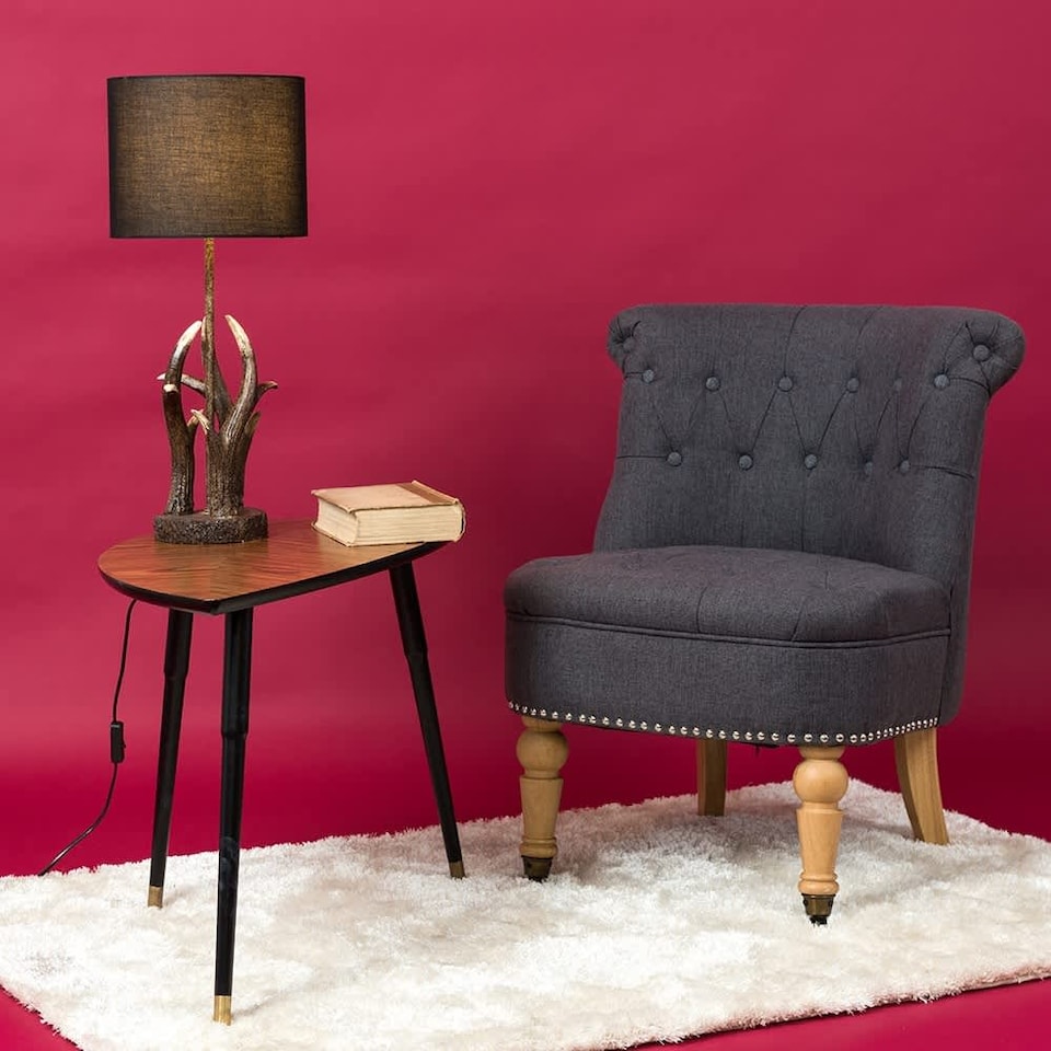 image 1 of ValueLights Intertwined Caribou Antler Design Table Lamp Base Rustic Natural Finish