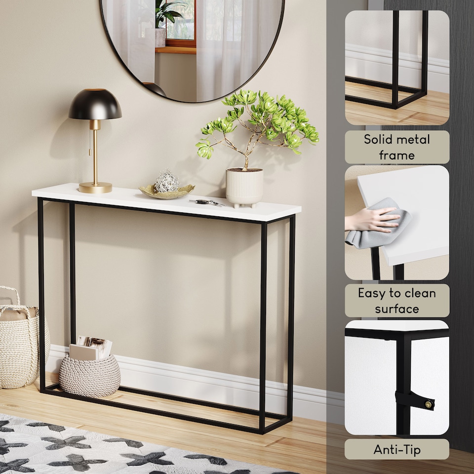 image 1 of Vida Designs Console Table With Metal Leg, White & Black | Black | White & Black