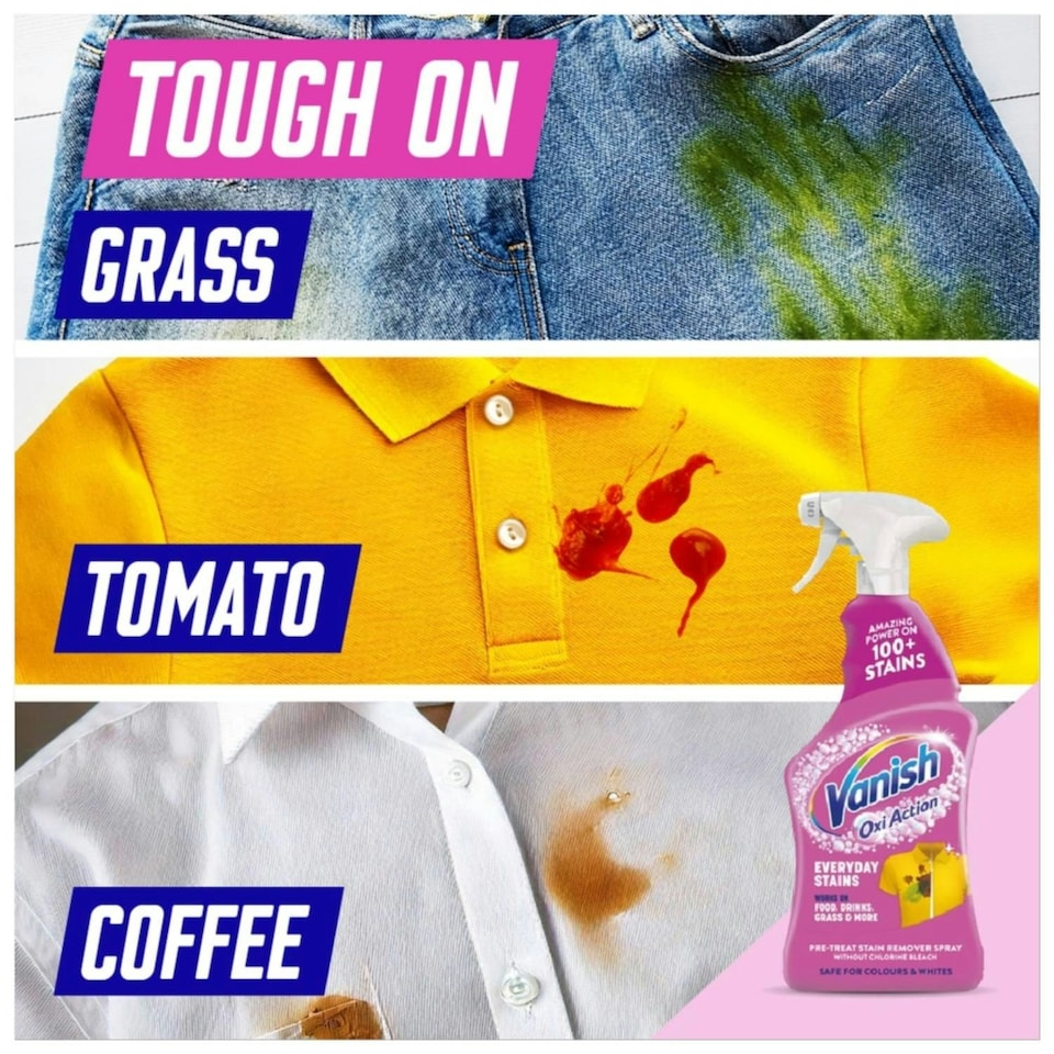 image 1 of Vanish Oxi Action Colour Safe Powder Fabric Stain Remover 1 kg and Vanish 500 ml Colour Fabric Spray for tought stains