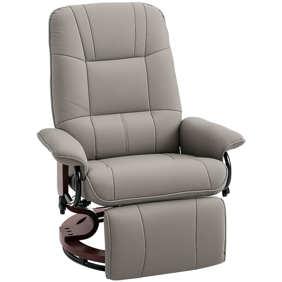 image 1 of HOMCOM Ergonomic Office Recliner Sofa Chair PU Leather Armchair Lounger Grey