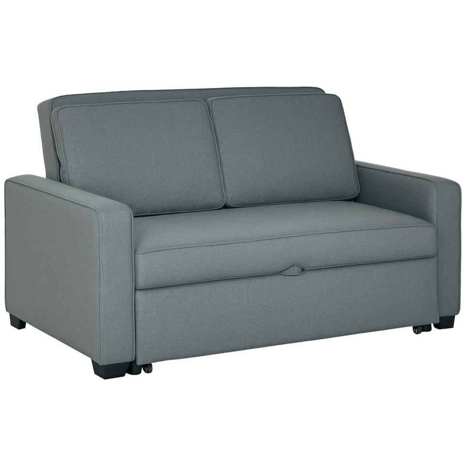image 1 of HOMCOM 2 Seater Sofa Bed Click Clack Couch Sleeper for Living Room Grey