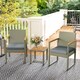 image 9 of Outsunny 3-Piece Rattan Bistro Set, Patio Table and Chairs Set with Removable Cushions, Rattan Conversation Set with Acacia Wood Table & Adjustable Foot Pads for Garden Balcony, Grey
