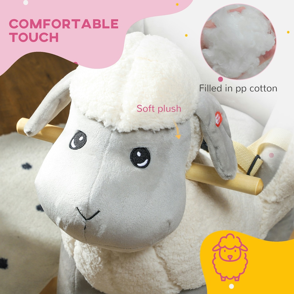 image 1 of AIYAPLAY Baby Rocking Horse with Safety Belt, Sound, for Ages 18-36 Months