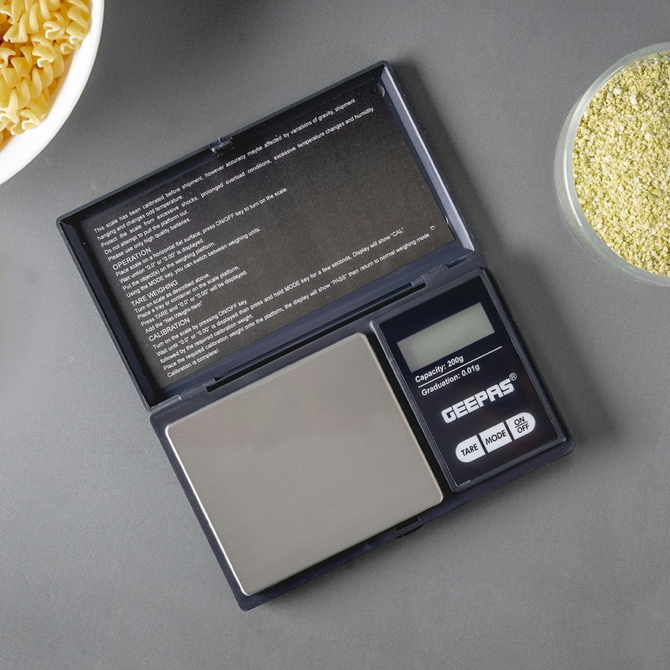 image 1 of GEEPAS Portable Digital Scales, 200x0.01 g - Black