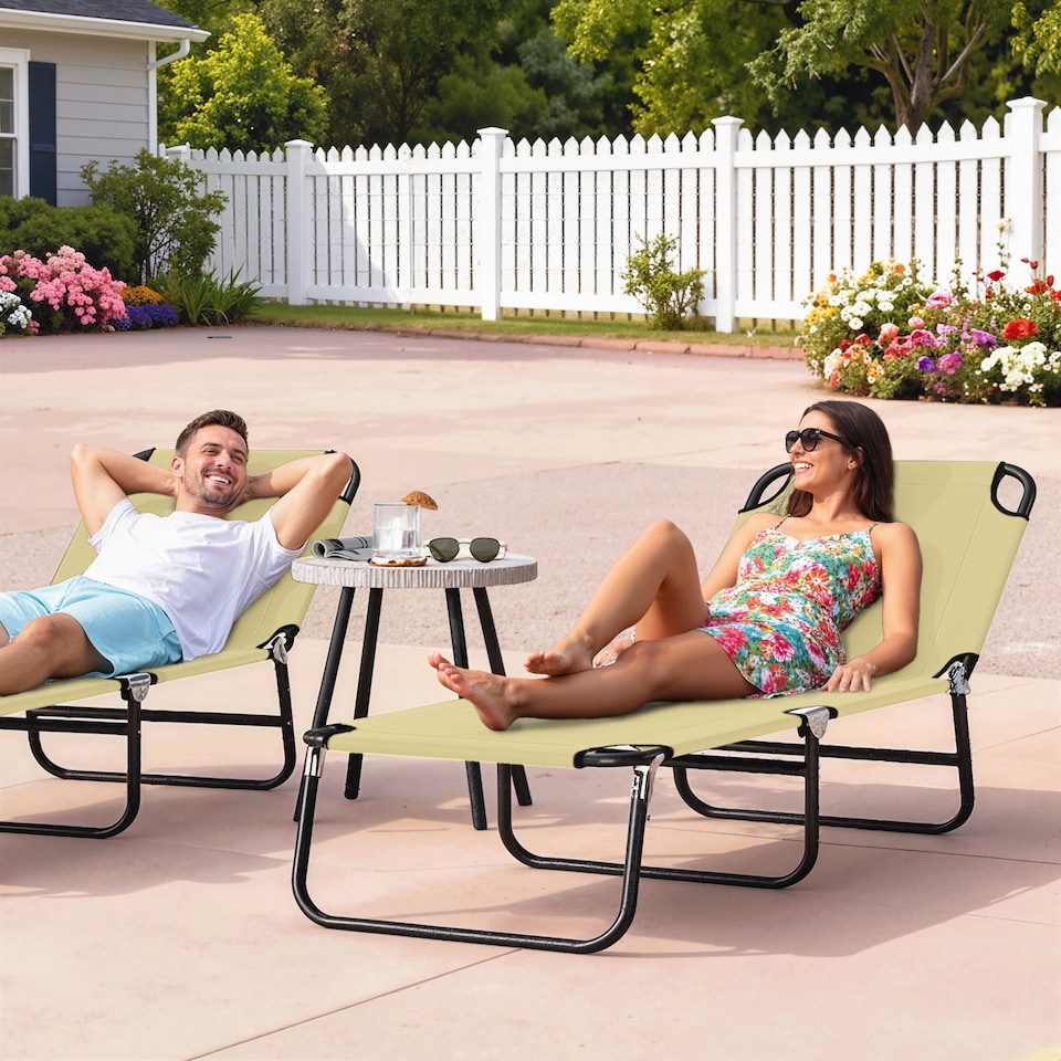 image 1 of Outsunny Folding Lounge Chair Outdoor Chaise Lounge for Bench Patio