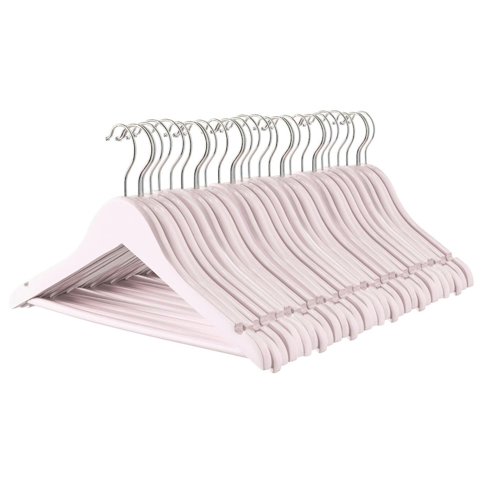 image 1 of Harbour Housewares Wooden Childrens Clothes Hanger - Light Pink - Pack of 30 - Wooden Hanger Coat Hanger Suit Hanger Jacket Hanger Shirt Hanger Trouser Hanger