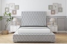 Sloomy Ambassador Silver Plush Bed Frame With Mattress With 50" Upholstered Headboard 3' Single