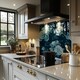 image 2 of Winter Blue Roses Splash Back | White