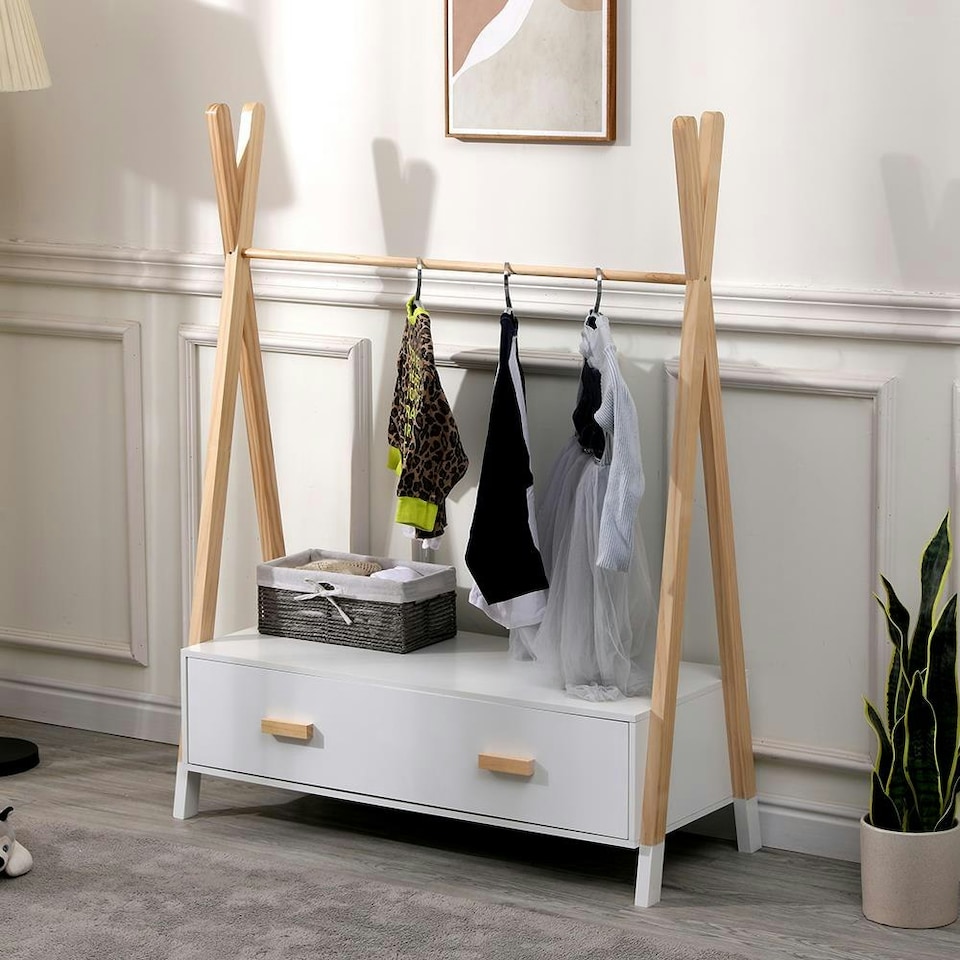 image 1 of Hanging Clothes Rail Teepee Style Home Bedroom Furniture Garment Storage Unit