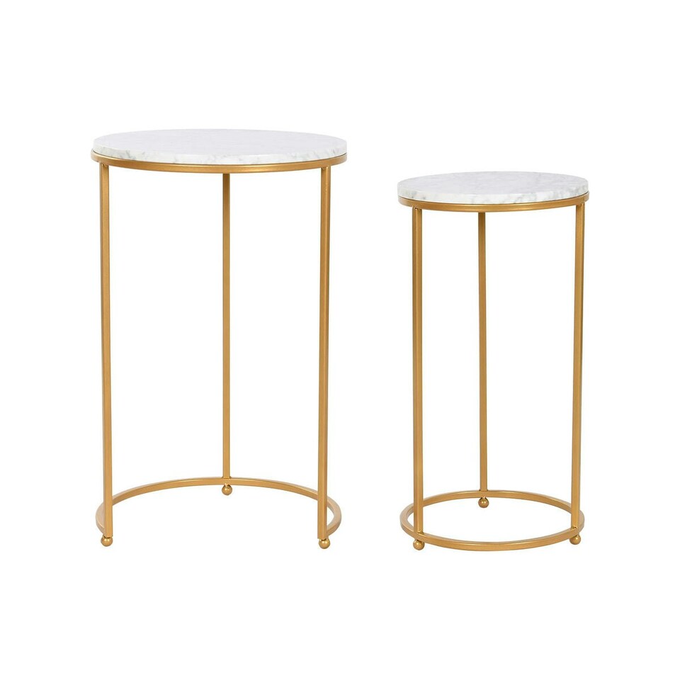image 1 of Set of 2 tables Home ESPRIT Golden Metal Marble 40 x 40 x 64 cm