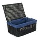 image 1 of 51cm Empty Willow Wicker Picnic Basket with Lining Blue | Blue | One Size