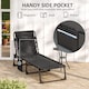 image 7 of Outsunny Portable Sun Lounger, Folding Camping Bed Cot, Reclining Lounge Chair 5-position Adjustable Backrest with Side Pocket, Pillow for Patio Garden Beach Pool | Black