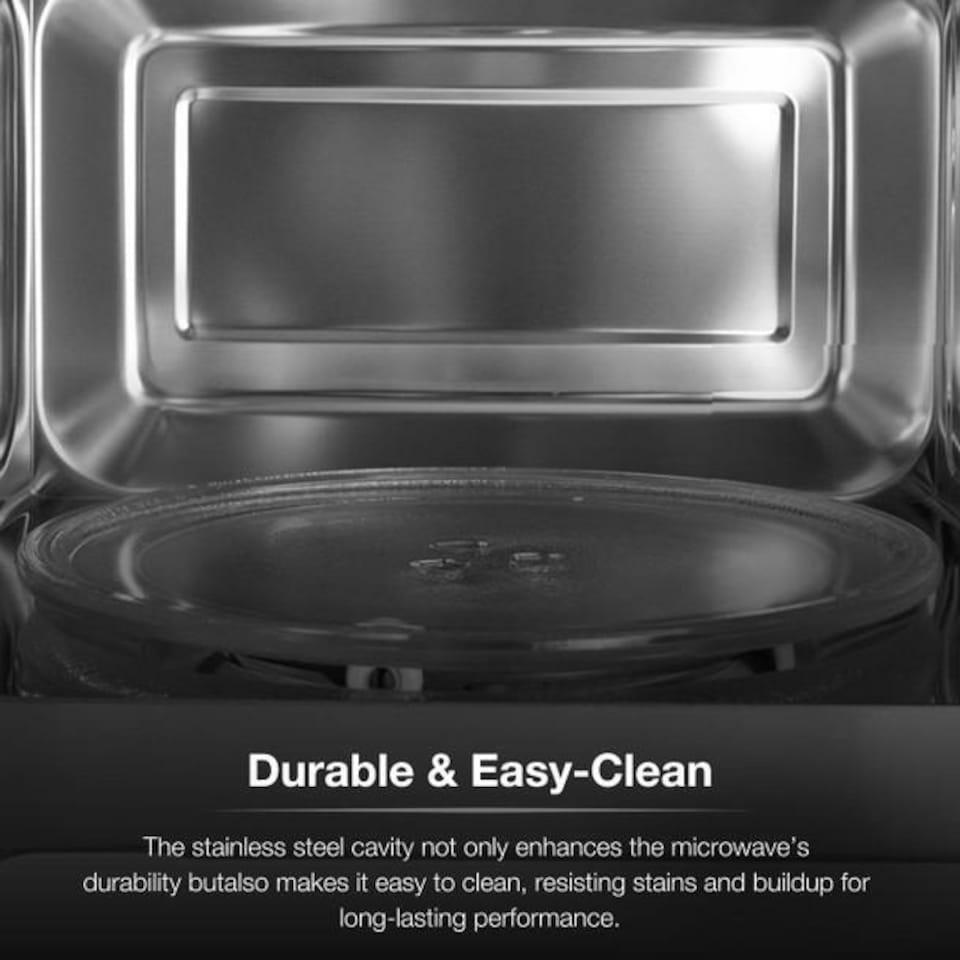 image 1 of Hyundai 800W 20L Black Microwave, Stainless Steel, 11 Power Levels, Auto Defrost, 6 Auto Cook and Defrost Modes HYMW80020