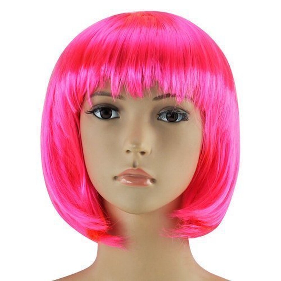 Women's Short Bob Cut Wig Straight Synthetic Hair Fancy Dress Costume Party Wig Elasticated Cap Reusable Soft Hairpiece Various Colours