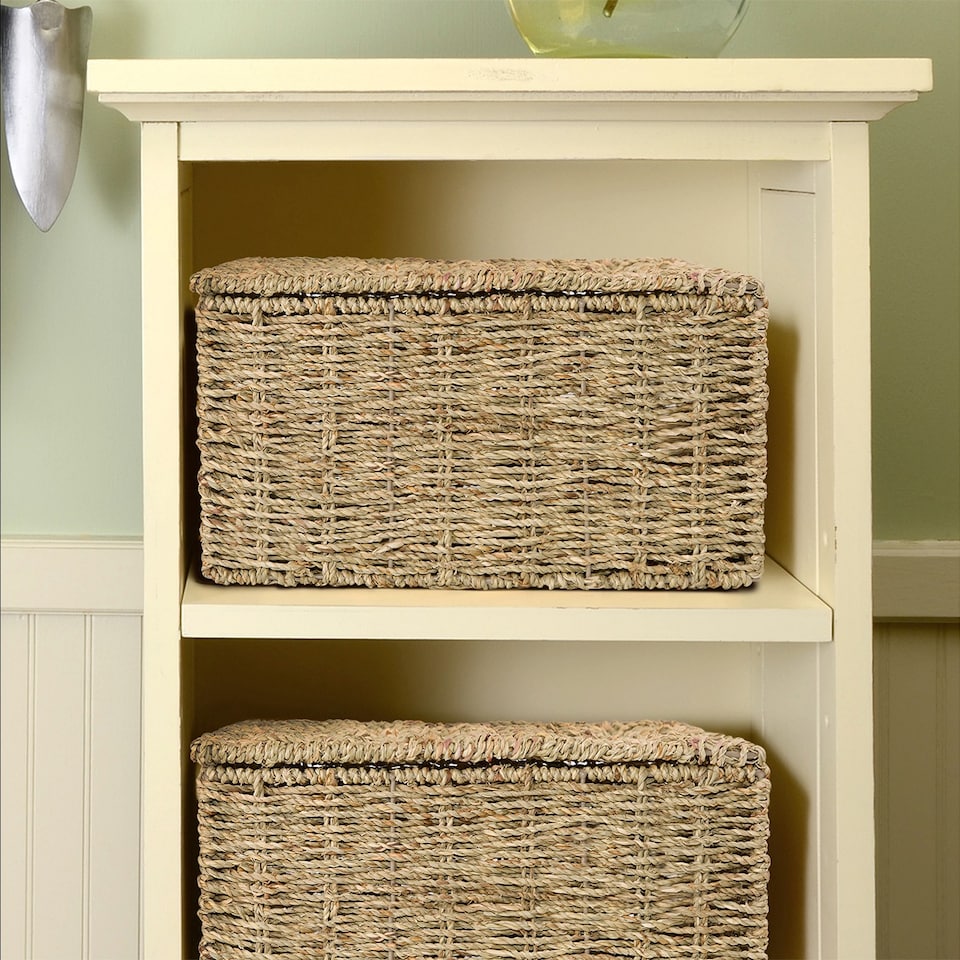 image 1 of Wickerfield Seagrass Woven Storage Basket with Lid for Home Storage Gift Hampers and Display