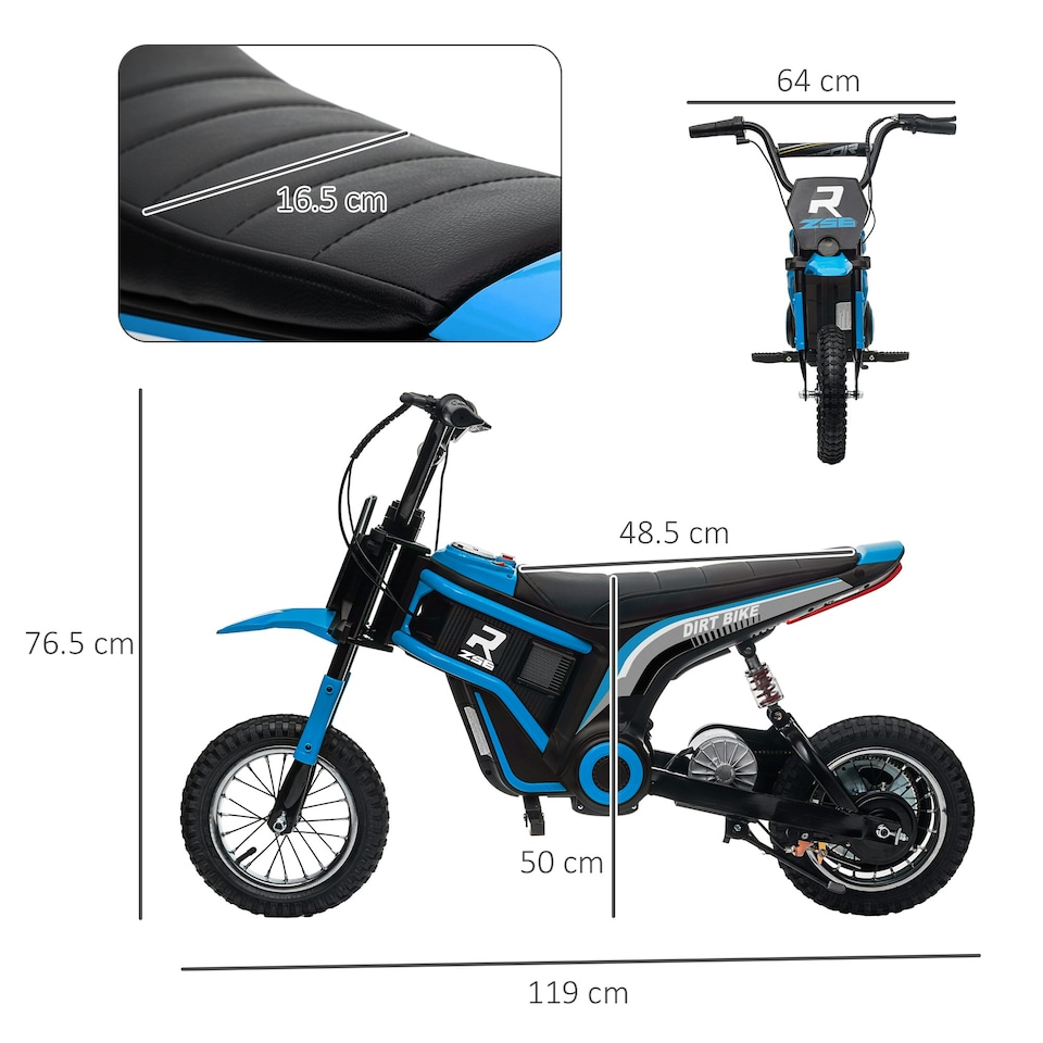 image 1 of HOMCOM 24V Kids Electric Motorbike with Twist Grip Throttle, Music, Horn - Blue