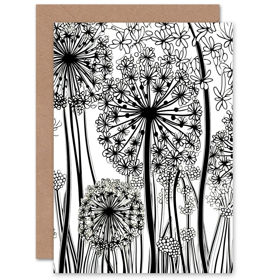 image 1 of Mothers Day Card Folk Allium Flowers Floral Mum Card