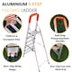 image 3 of Lightweight Step Ladders - Compact Aluminium Stepladder with Non-Slip Wide Step, Portable Silver Color - Tall Folding Ladder with Platform Silver | Orange | 6 - Step 167 cm