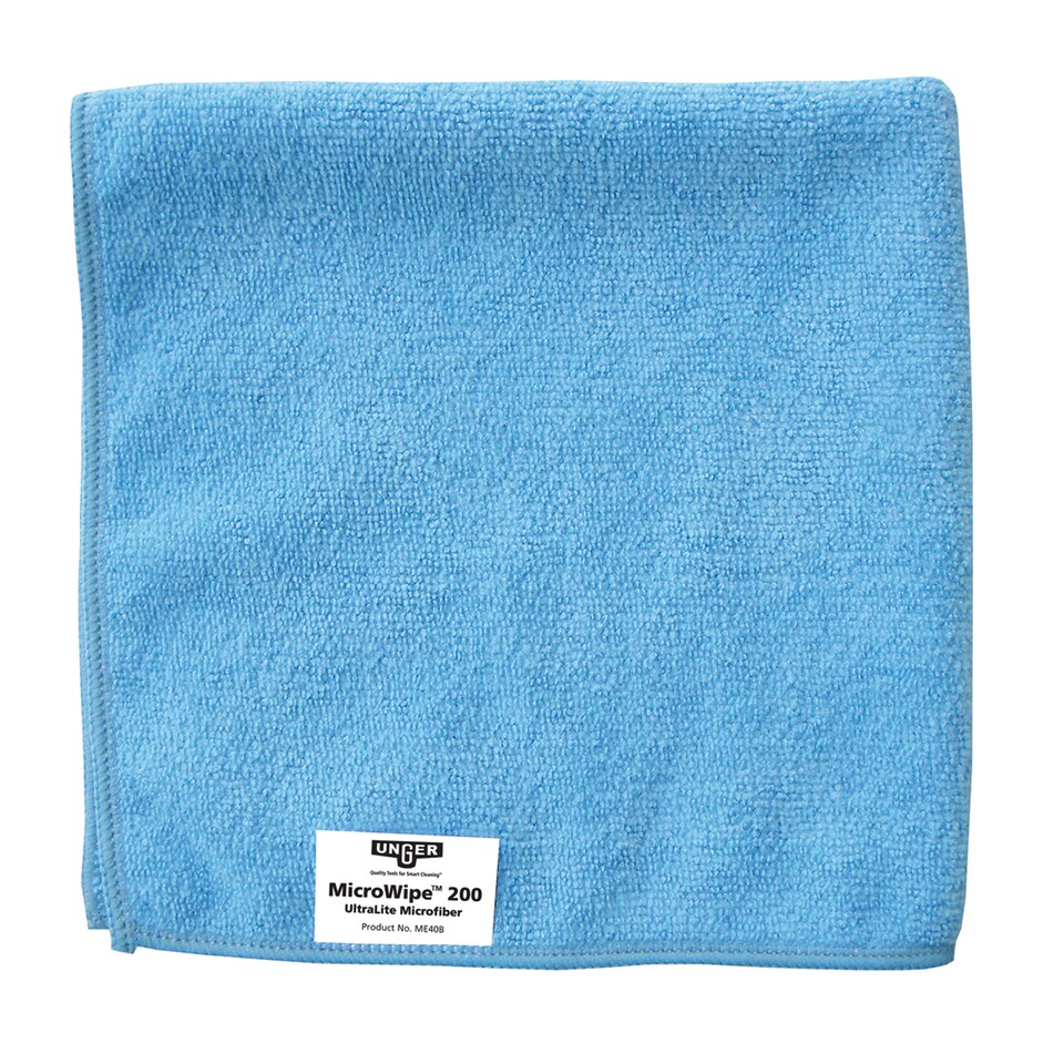 image 1 of Cleaner Cloth Microfibre Cloths 10 Pack Blue 40x40cm Washable 200x Kitchen, Bathroom, Car & Window Cleaning by UNGER