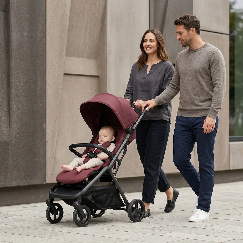 image 1 of Red Kite Push Me Astro Stroller with Auto Compact Fold - Mulberry