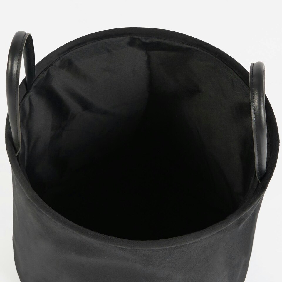 image 1 of OHS Velvet Storage Basket Home Modern Hamper Clothes Toys Organiser Fabric Bag Black