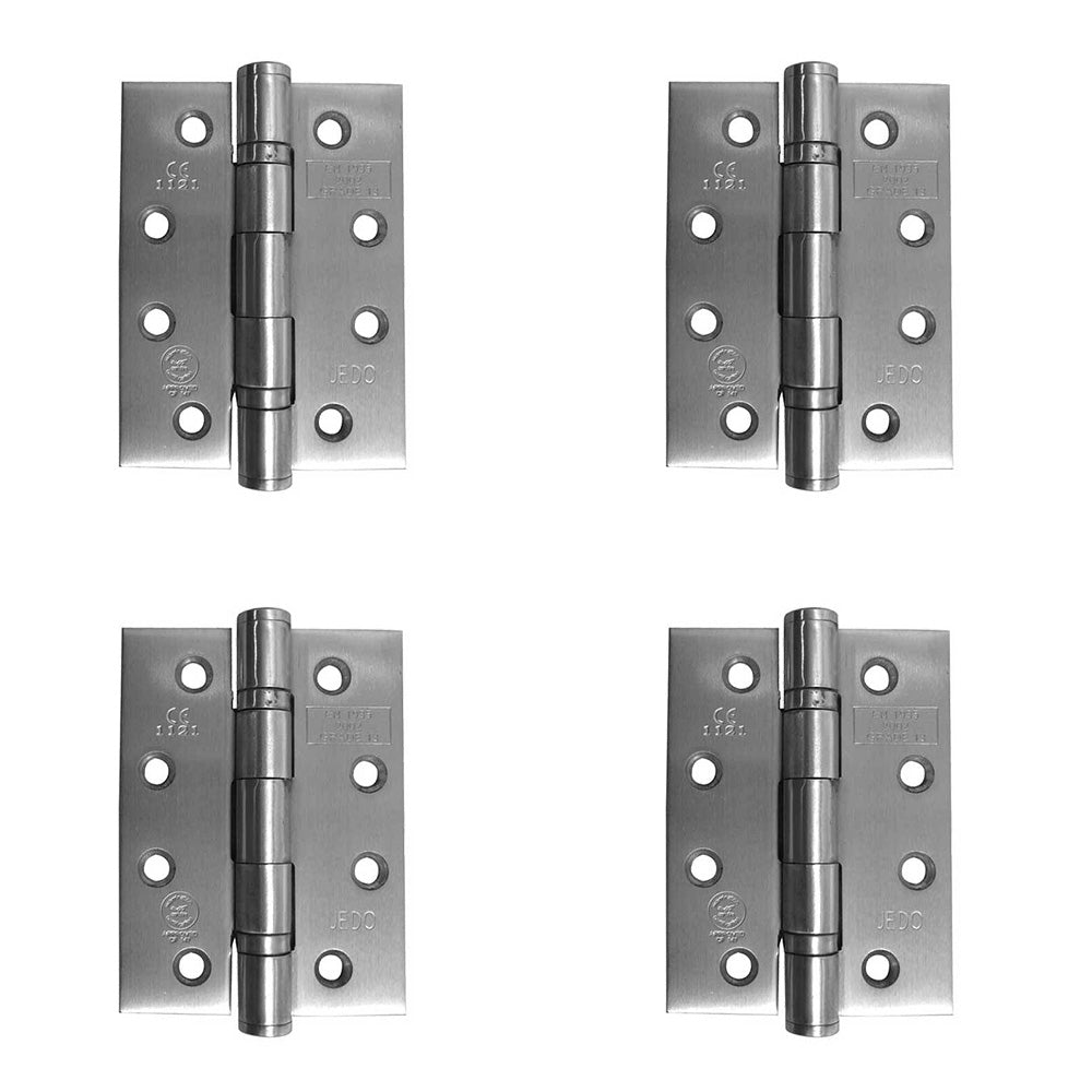 4 PACK Premium Grade 13 Stainless Steel Ball Bearing Hinges - 102x76x3mm Satin Finish - 30/60 Fire Door Hinge