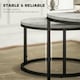 image 5 of HOMCOM 2 Pcs Stacking Coffee Table Set Steel Frame Marble-Effect Top Foot Pads | Grey | 78.5x78.5x46.5