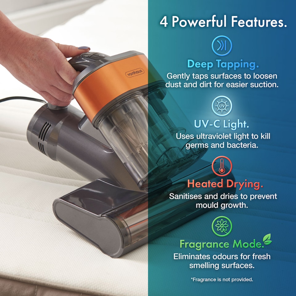 image 1 of VonHaus UV Mattress Vacuum Cleaner 4 in 1 | Grey | Grey & Orange | 1
