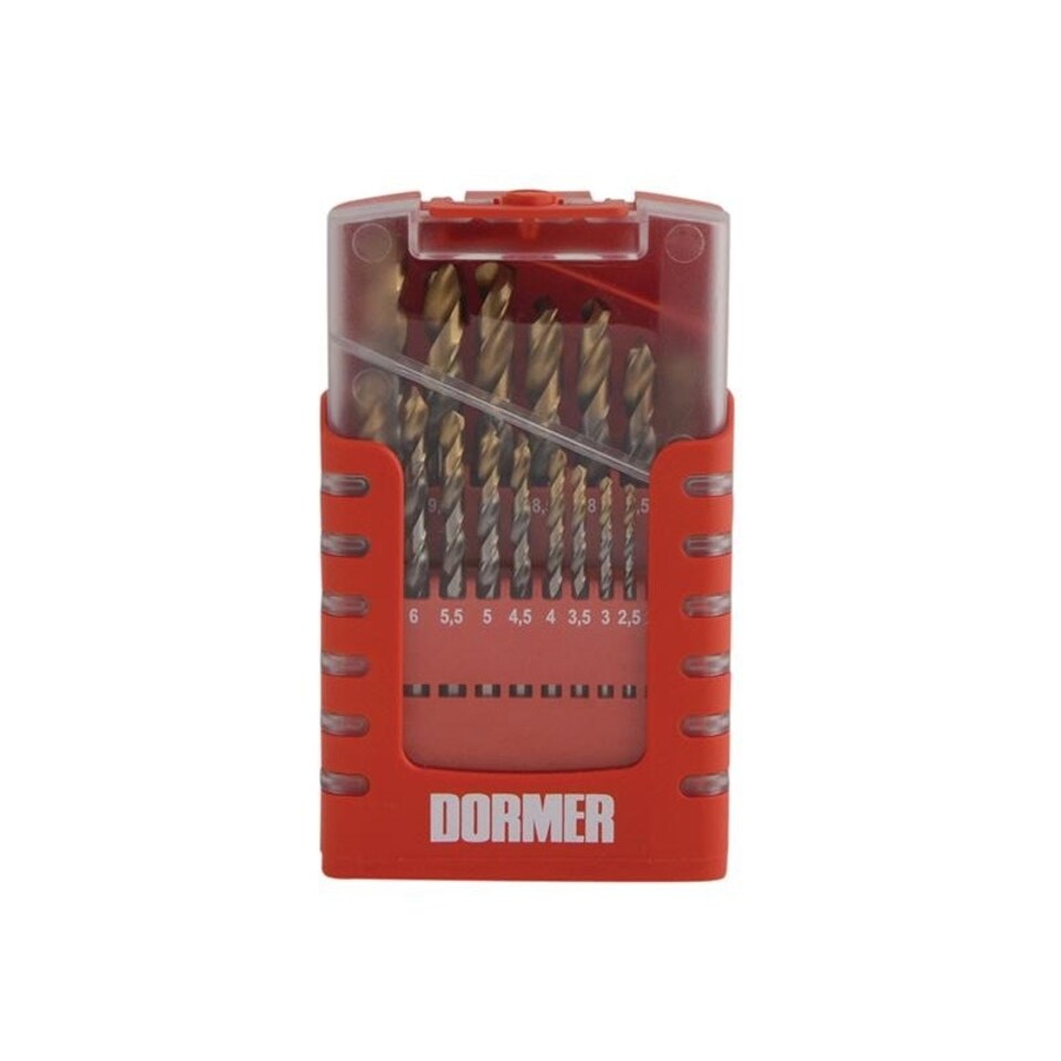 Dormer A095 Hss - Tin Coated Jobber Drills, Metric - Multi Colour - Set of 19 1.0-10 x 0.5mm