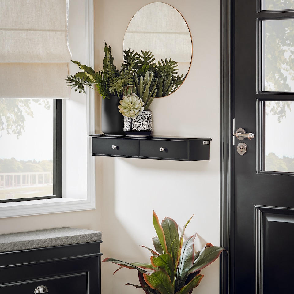 image 1 of SoBuy FRG43-SCH,Floating Shelf with 2 Drawers | Black | Black | 1