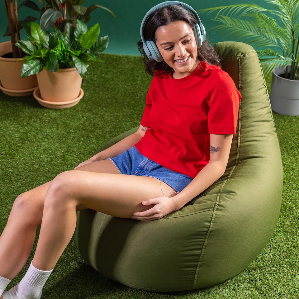 image 1 of icon Dalton High Back Adult Gaming Indoor Outdoor Bean Bag Chair, Khaki