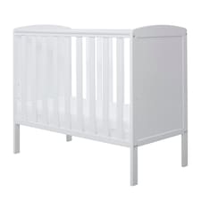 Coleby Space Saver Cot & All Seasons Premium Pocket Sprung Mattress - Compact Cot, Birth to 18 Months, Adjustable Base & Teething Rails (White)